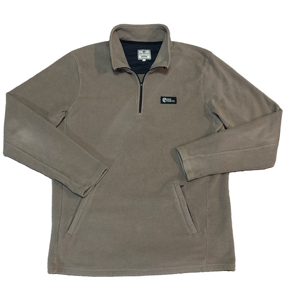 Born Primitive Men's Large Long Sleeve 1/4 Zip Cabin Fleece Pullover Dune Brown